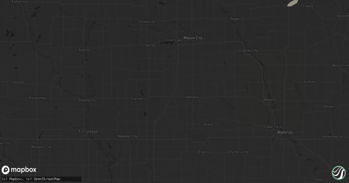 Hail map in Latimer, IA on July 1, 2026