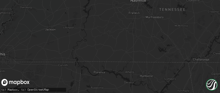 Hail map in Lawrenceburg, TN on July 1, 2026