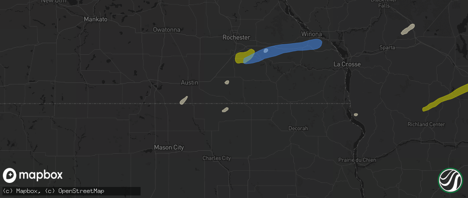 Hail map in Le Roy, MN on July 1, 2026