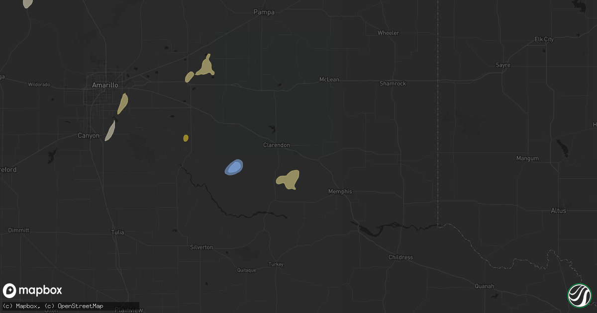 Hail map in Lelia Lake, TX on July 1, 2026