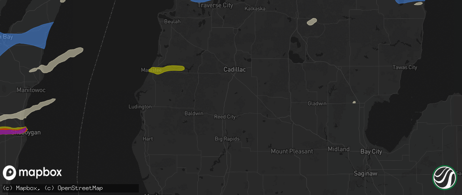 Hail map in Leroy, MI on July 1, 2026