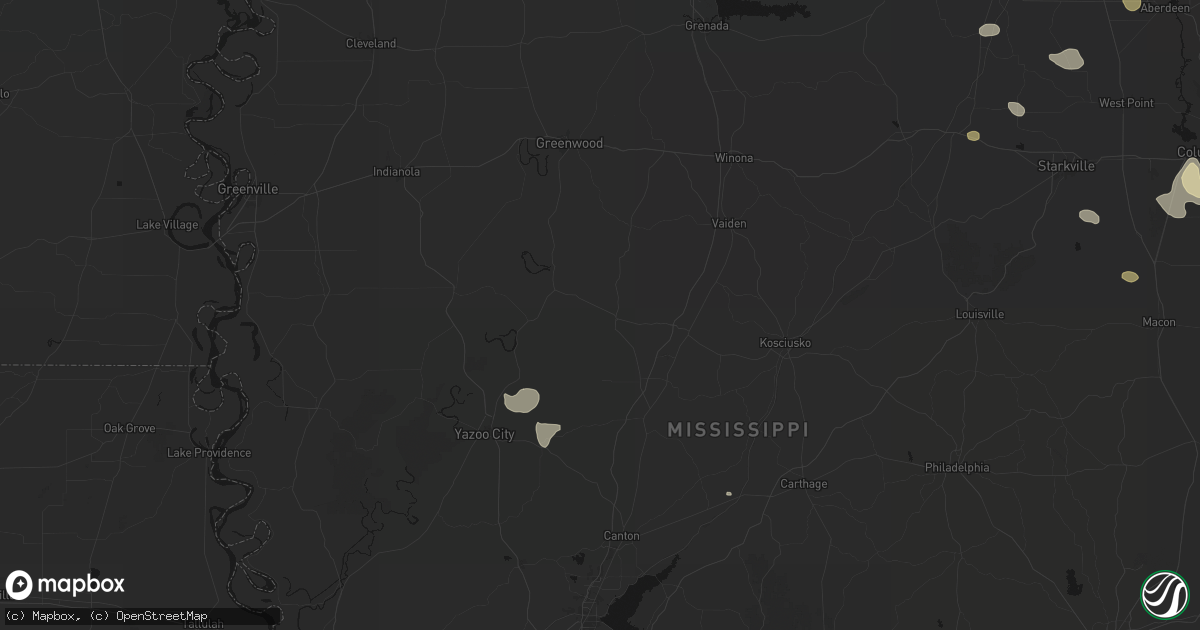 Hail map in Lexington, MS on July 1, 2026