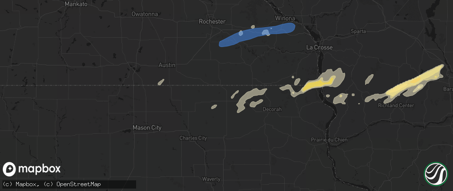 Hail map in Lime Springs, IA on July 1, 2026