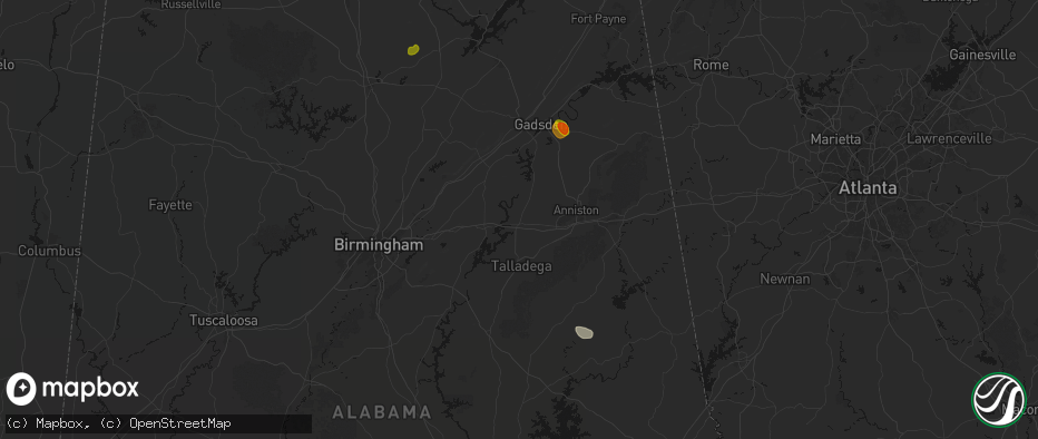 Hail map in Lincoln, AL on July 1, 2026
