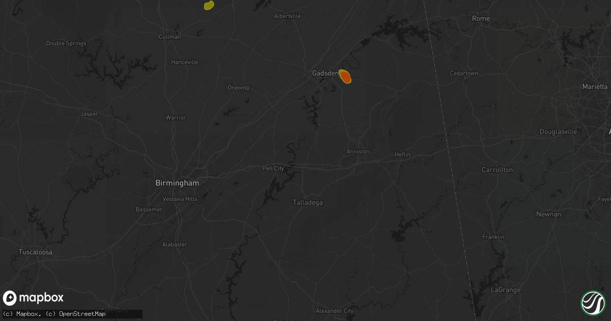 Hail map in Lincoln, AL on July 1, 2026
