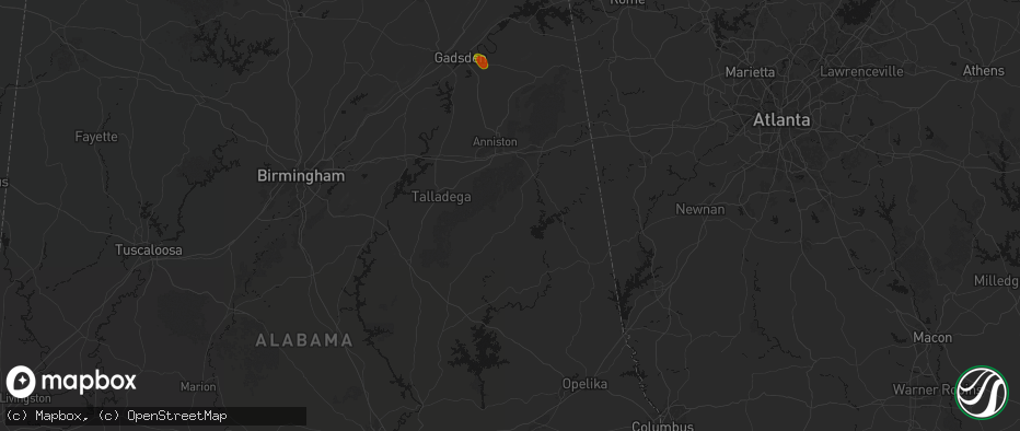 Hail map in Lineville, AL on July 1, 2026