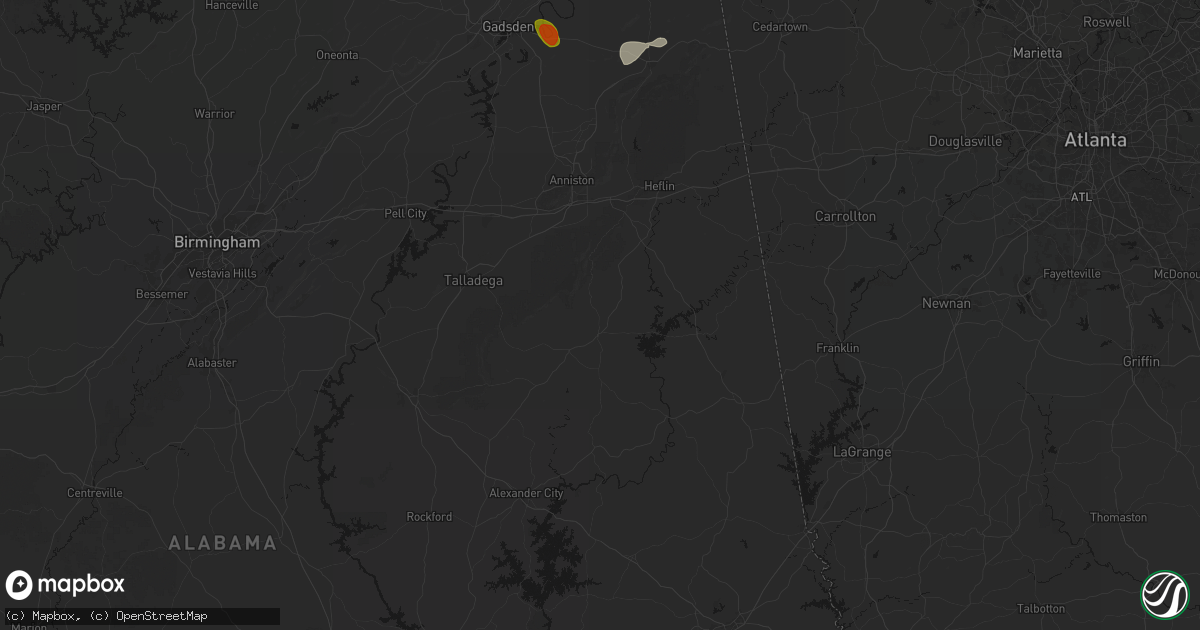 Hail map in Lineville, AL on July 1, 2026