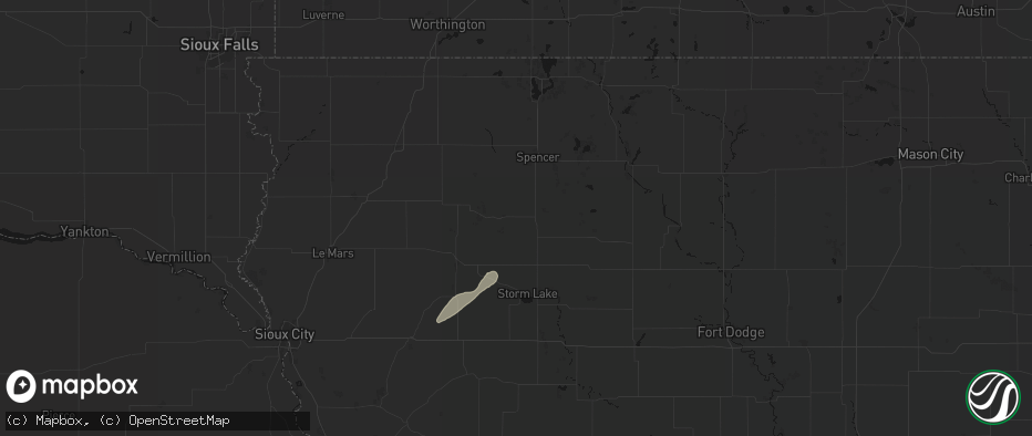 Hail map in Linn Grove, IA on July 1, 2026