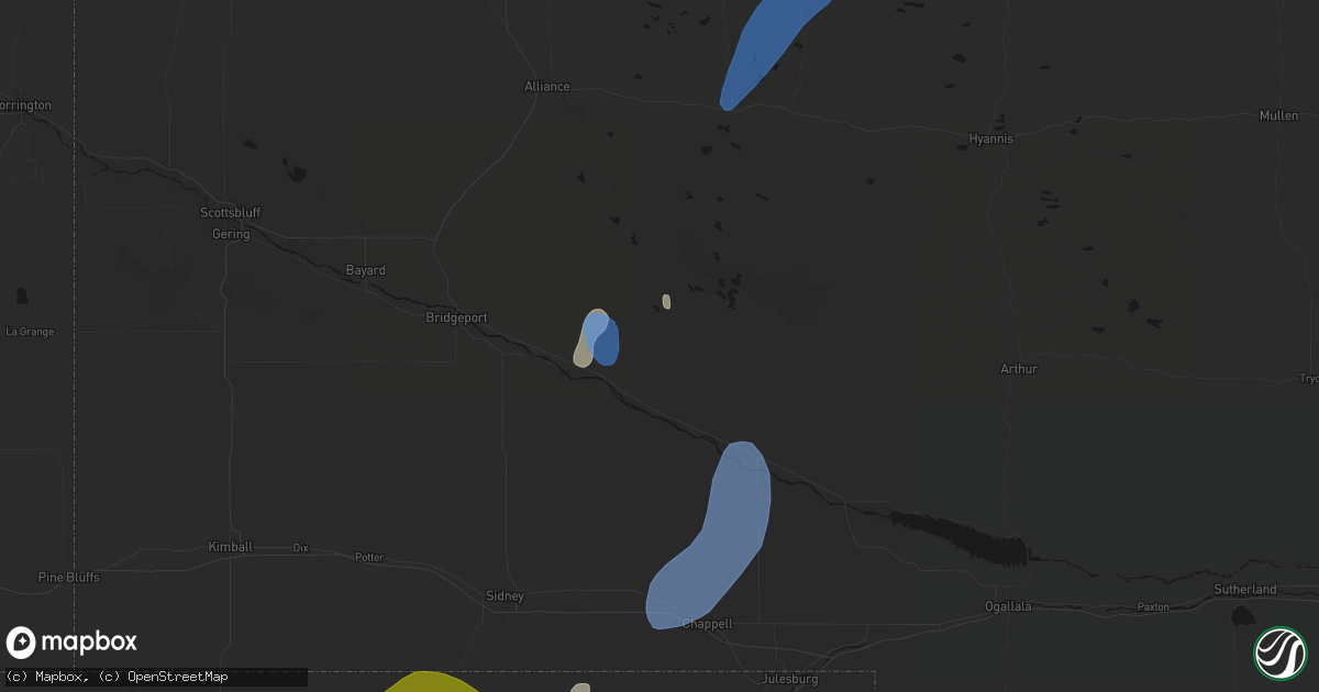 Hail map in Lisco, NE on July 1, 2026