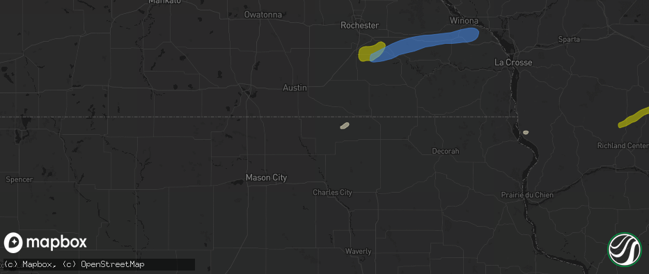 Hail map in Little Cedar, IA on July 1, 2026