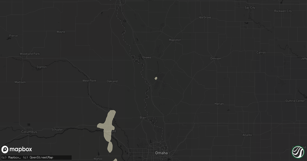 Hail map in Little Sioux, IA on July 1, 2026