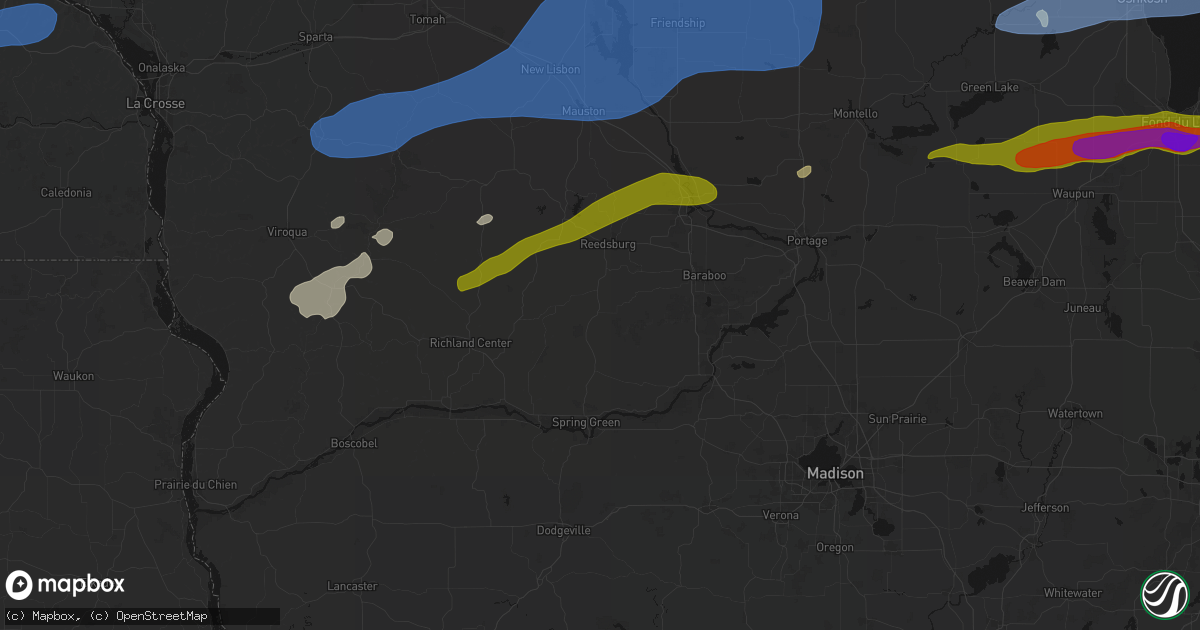Hail map in Loganville, WI on July 1, 2026