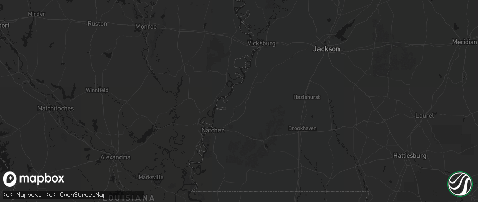 Hail map in Lorman, MS on July 1, 2026