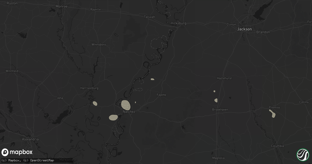 Hail map in Lorman, MS on July 1, 2026