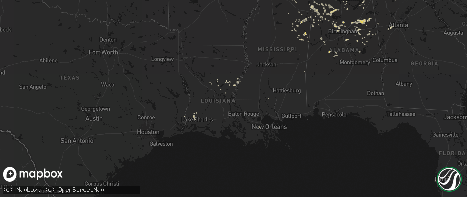Hail map in Louisiana on July 1, 2026
