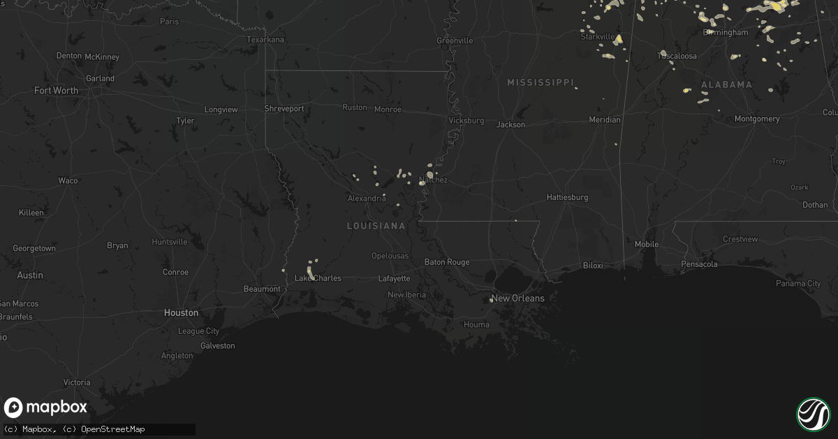 Hail map in Louisiana on July 1, 2026