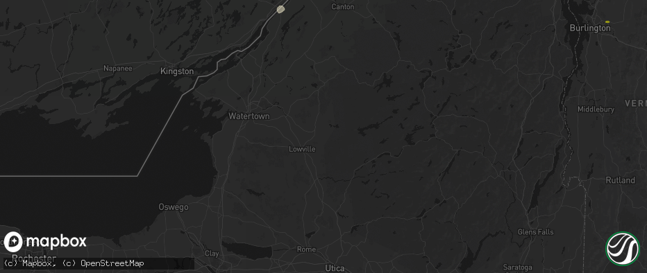 Hail map in Lowville, NY on July 1, 2026