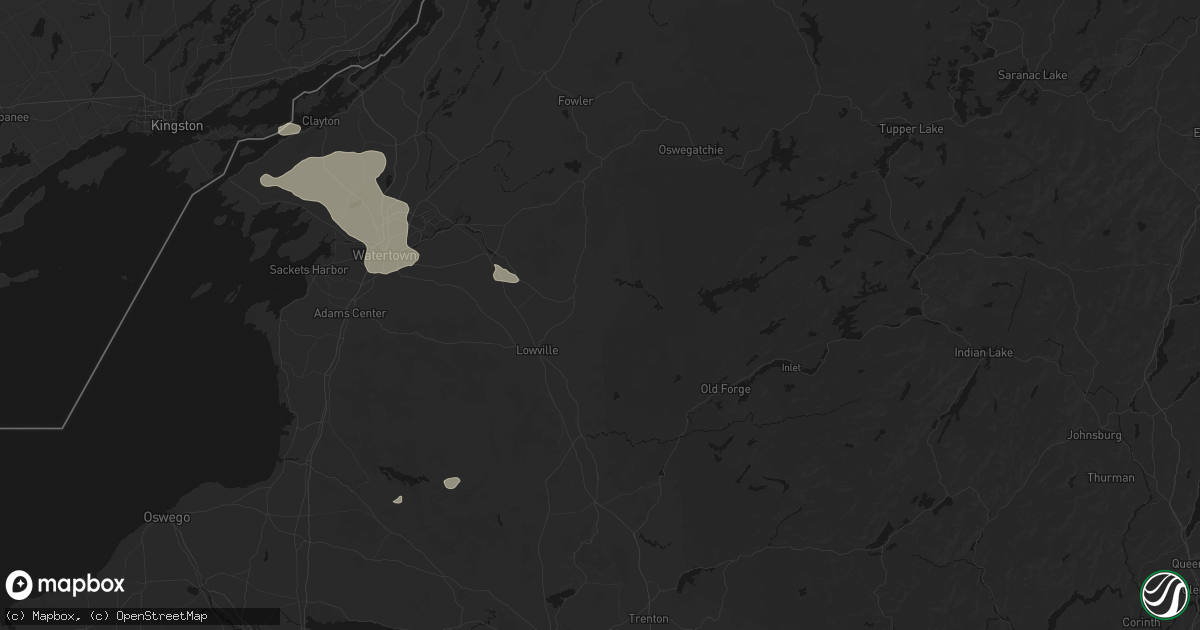 Hail map in Lowville, NY on July 1, 2026