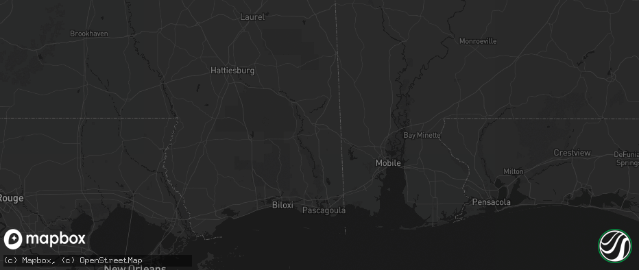 Hail map in Lucedale, MS on July 1, 2026
