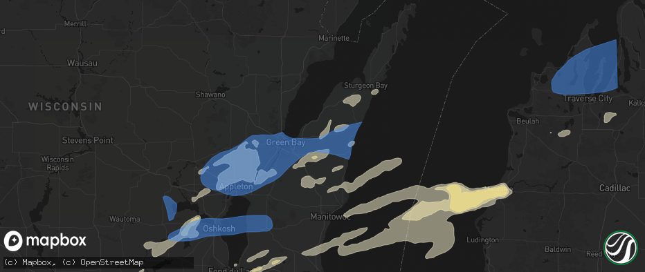 Hail map in Luxemburg, WI on July 1, 2026