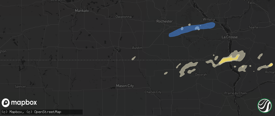 Hail map in Lyle, MN on July 1, 2026