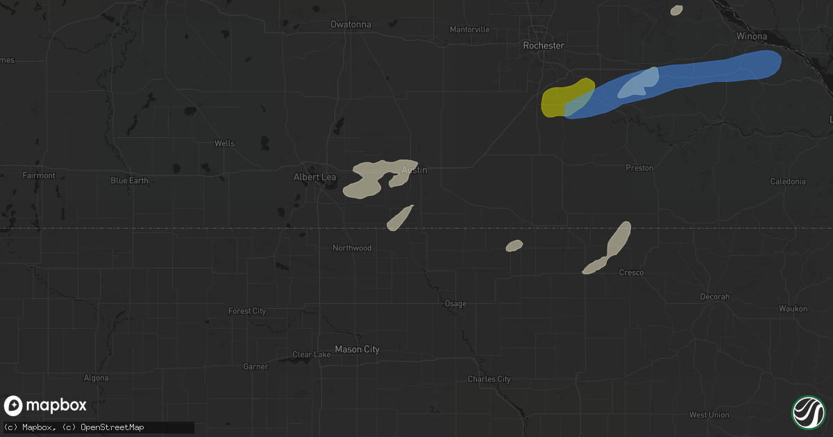 Hail map in Lyle, MN on July 1, 2026