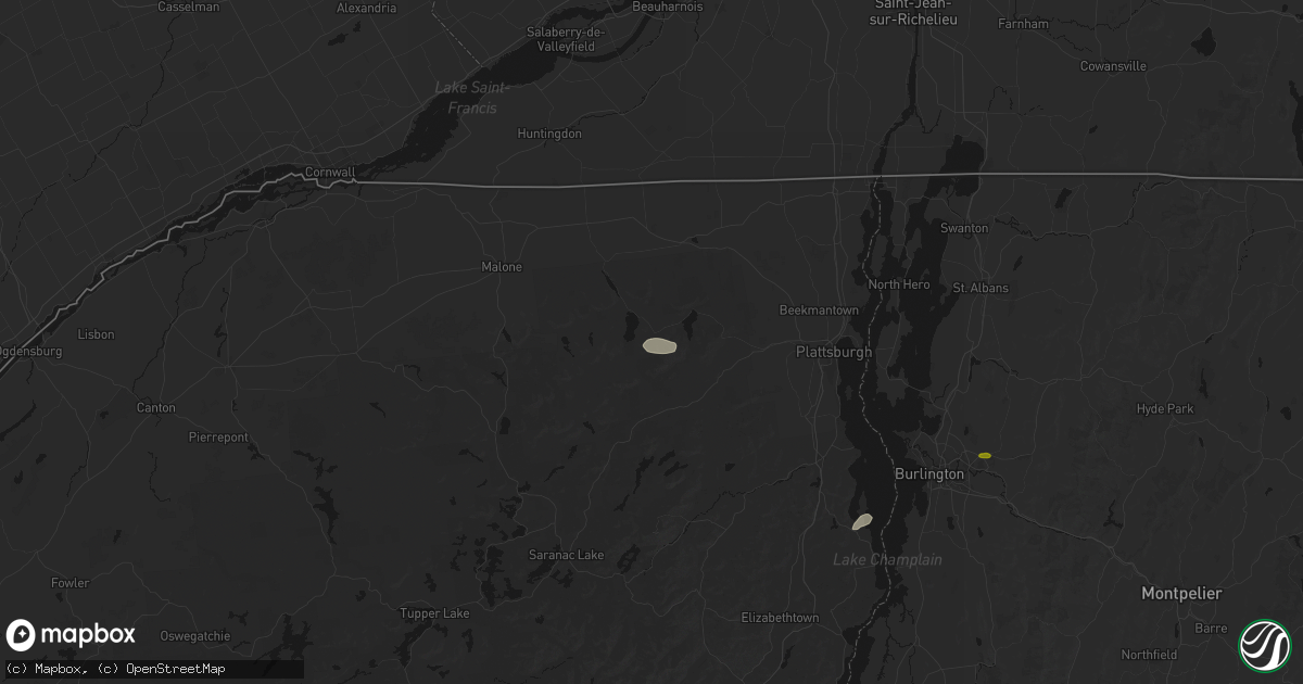 Hail map in Lyon Mountain, NY on July 1, 2026