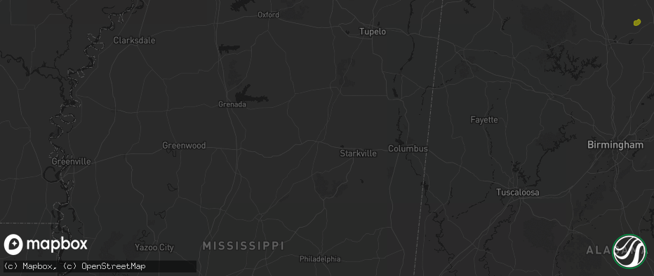 Hail map in Maben, MS on July 1, 2026