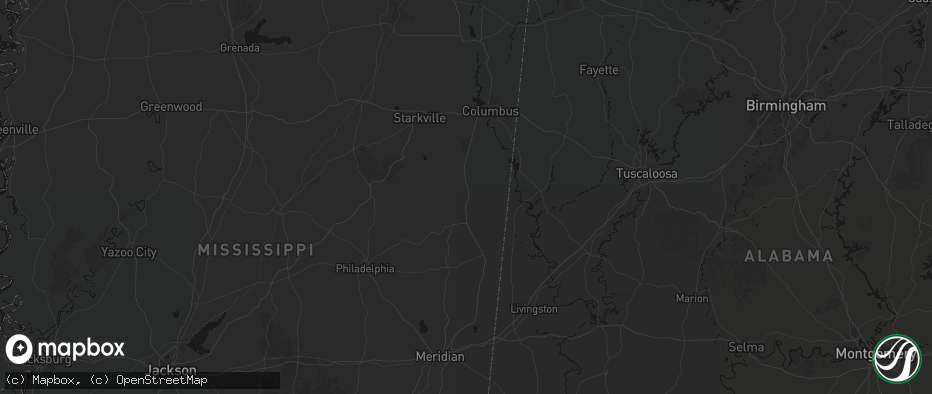 Hail map in Macon, MS on July 1, 2026