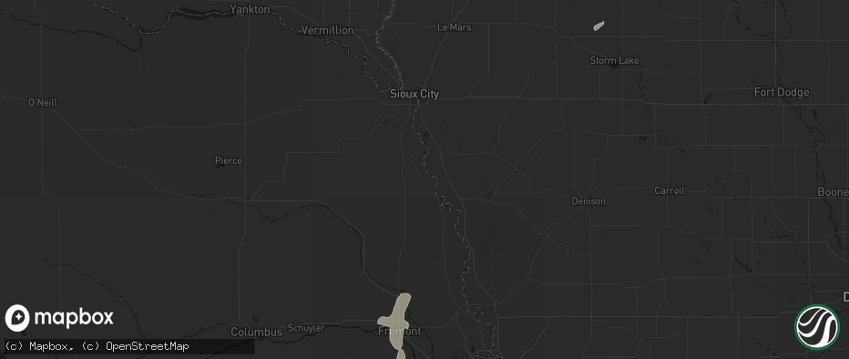 Hail map in Macy, NE on July 1, 2026