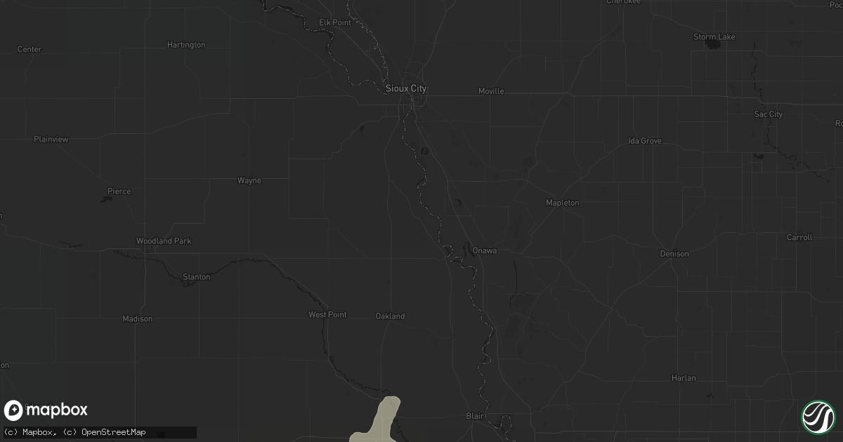 Hail map in Macy, NE on July 1, 2026