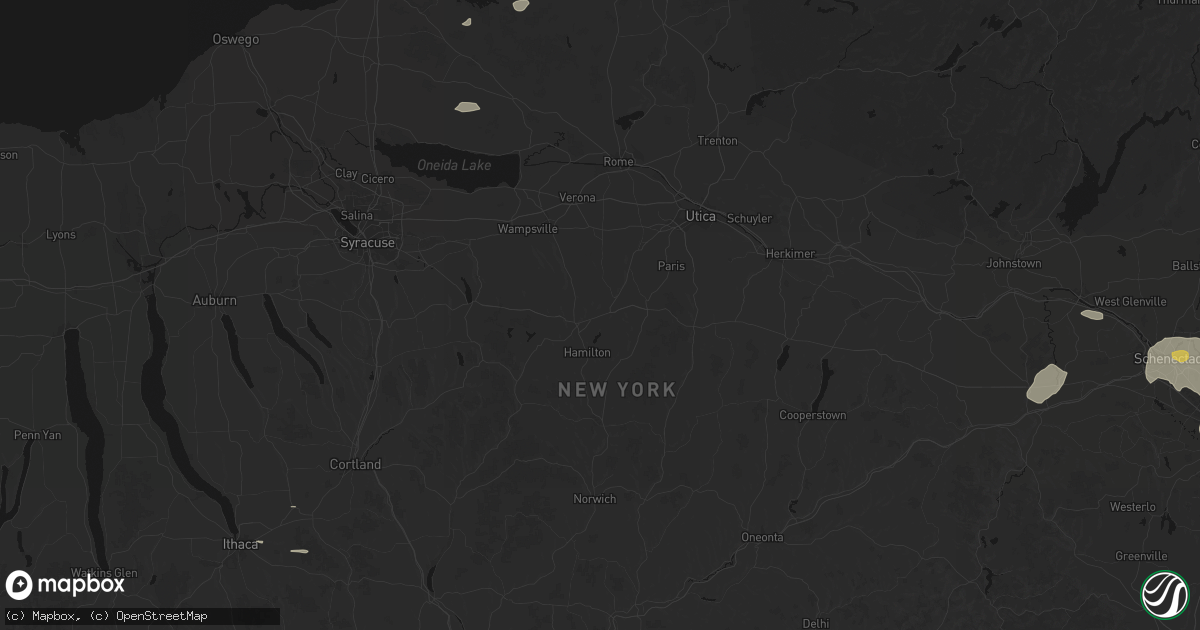 Hail map in Madison, NY on July 1, 2026