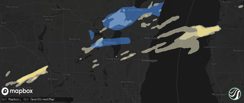 Hail map in Malone, WI on July 1, 2026