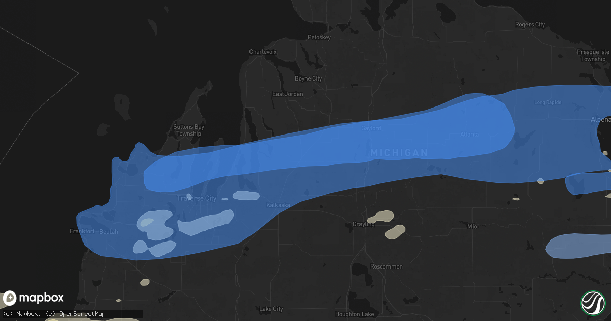 Hail map in Mancelona, MI on July 1, 2026