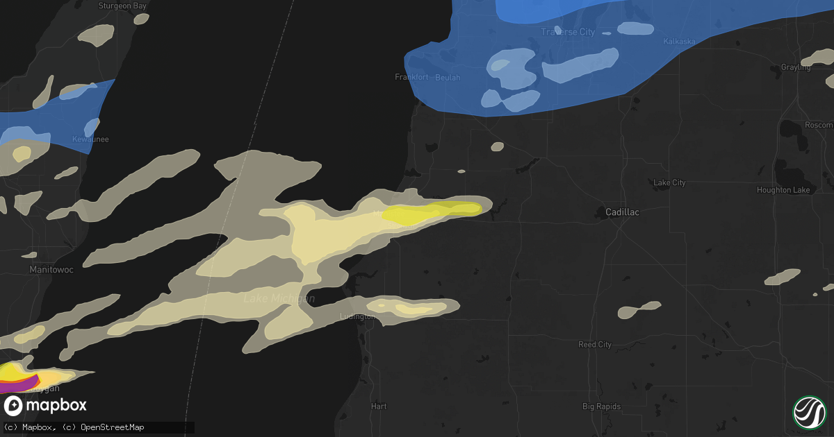 Hail map in Manistee, MI on July 1, 2026