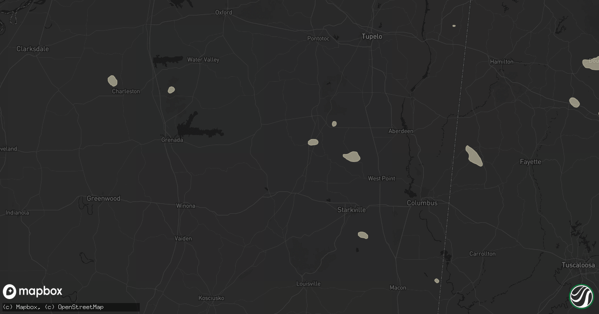 Hail map in Mantee, MS on July 1, 2026