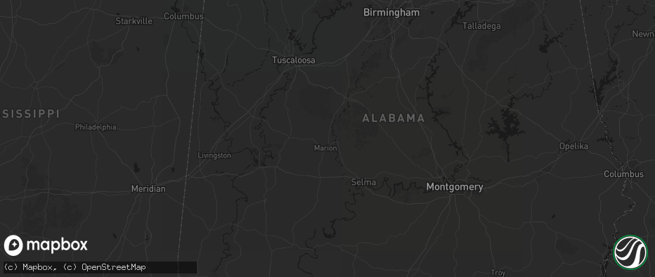 Hail map in Marion, AL on July 1, 2026