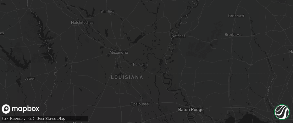 Hail map in Marksville, LA on July 1, 2026