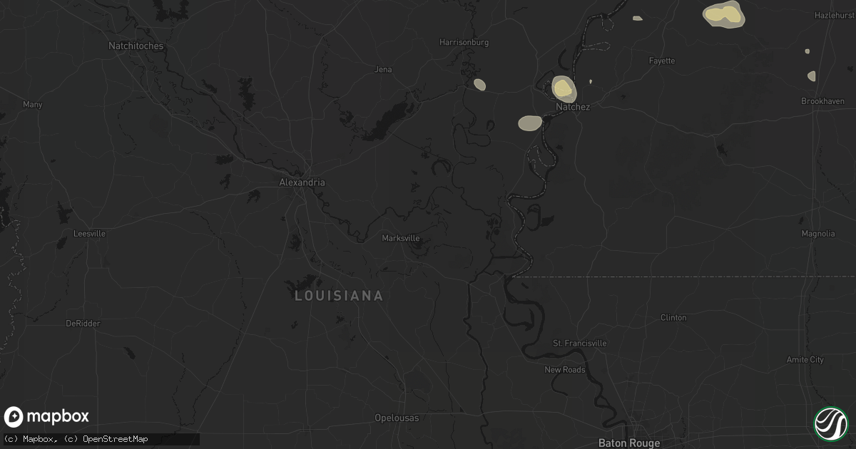 Hail map in Marksville, LA on July 1, 2026