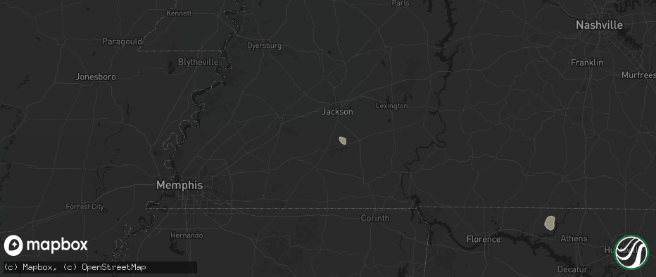 Hail map in Medon, TN on July 1, 2026