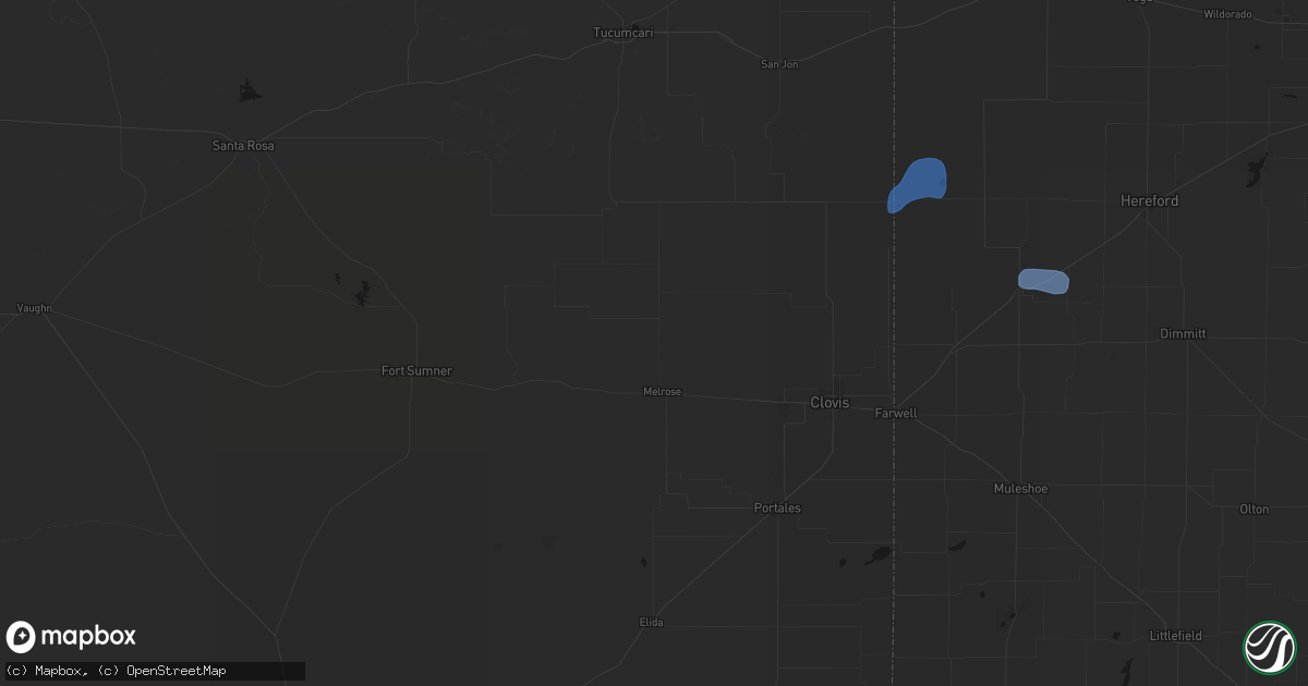 Hail map in Melrose, NM on July 1, 2026