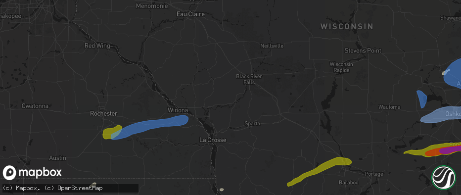 Hail map in Melrose, WI on July 1, 2026