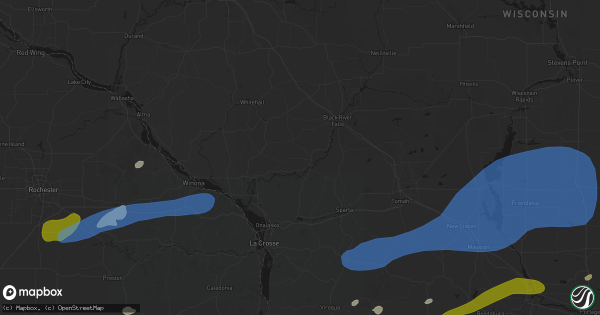 Hail map in Melrose, WI on July 1, 2026