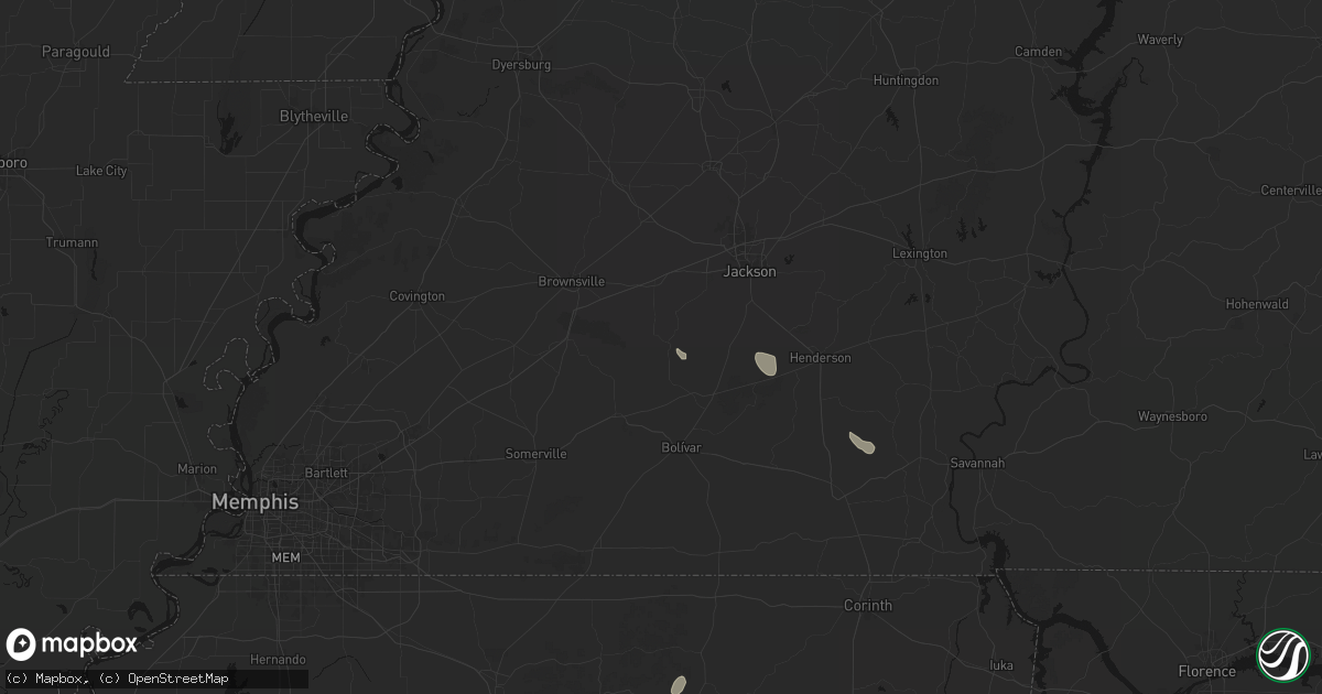 Hail map in Mercer, TN on July 1, 2026
