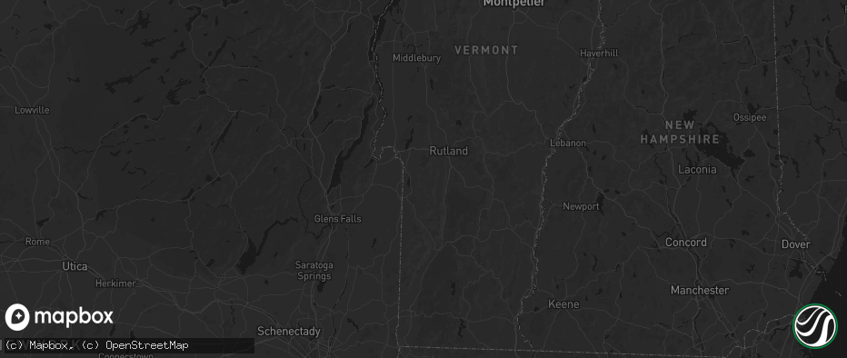 Hail map in Middletown Springs, VT on July 1, 2026