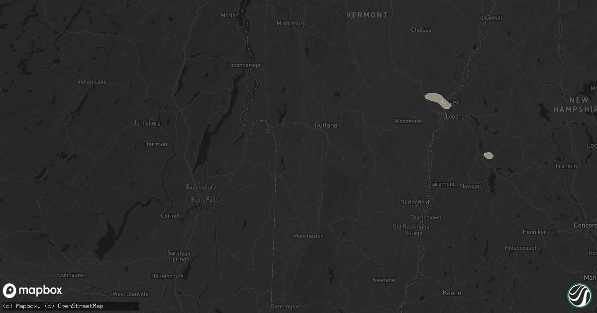Hail map in Middletown Springs, VT on July 1, 2026
