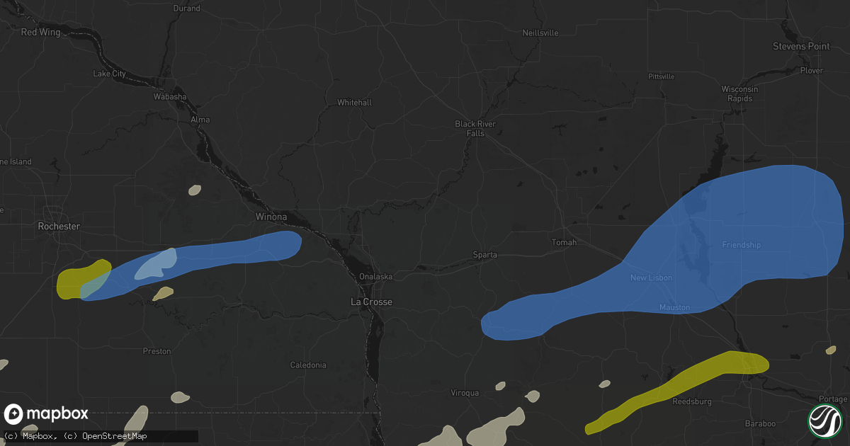 Hail map in Mindoro, WI on July 1, 2026