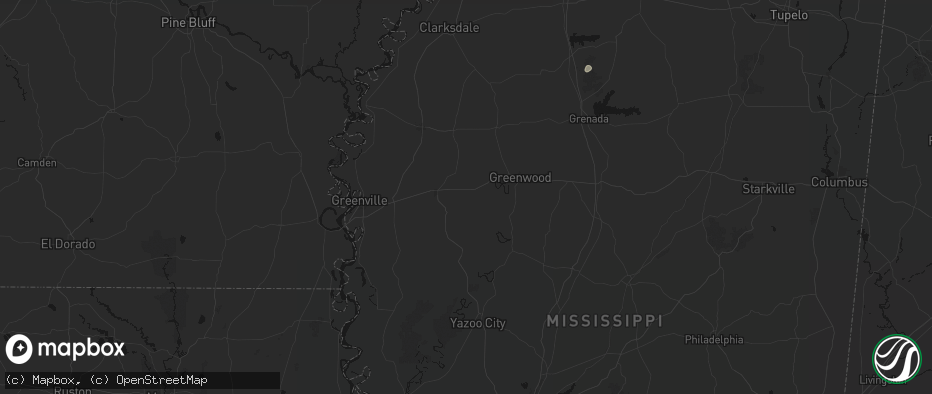 Hail map in Moorhead, MS on July 1, 2026