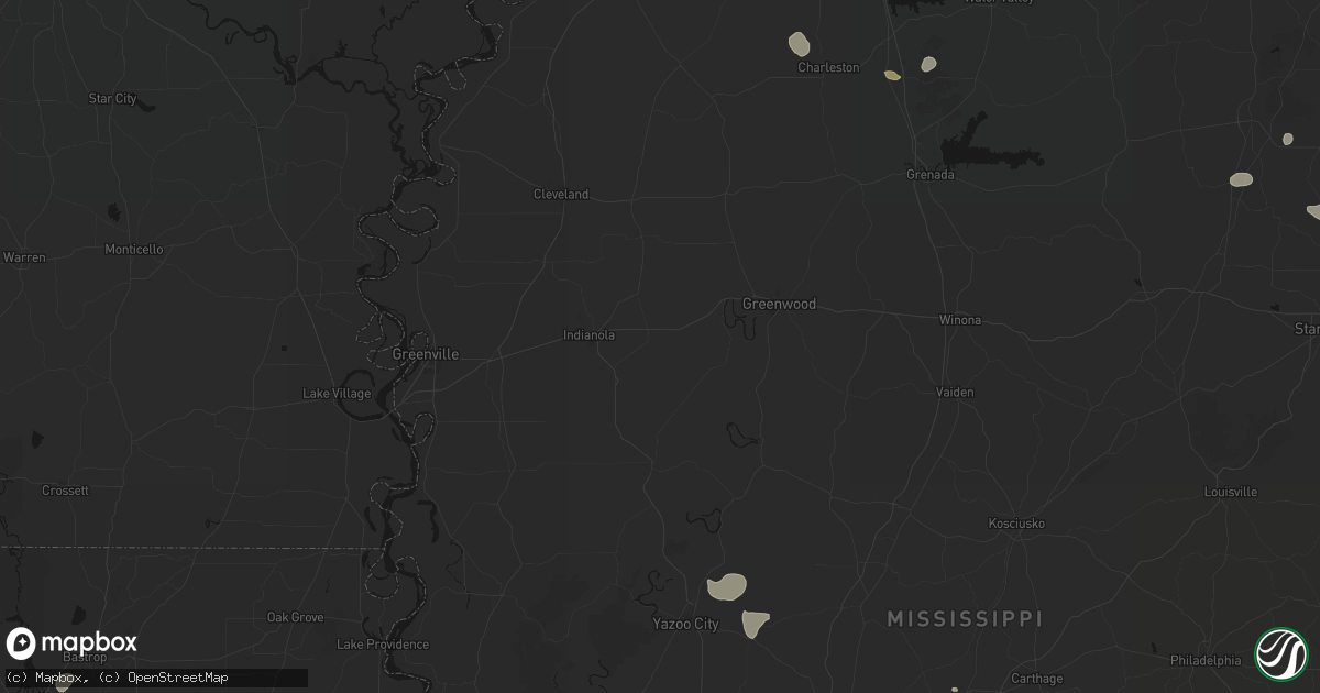 Hail map in Moorhead, MS on July 1, 2026