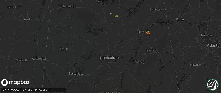 Hail map in Morris, AL on July 1, 2026